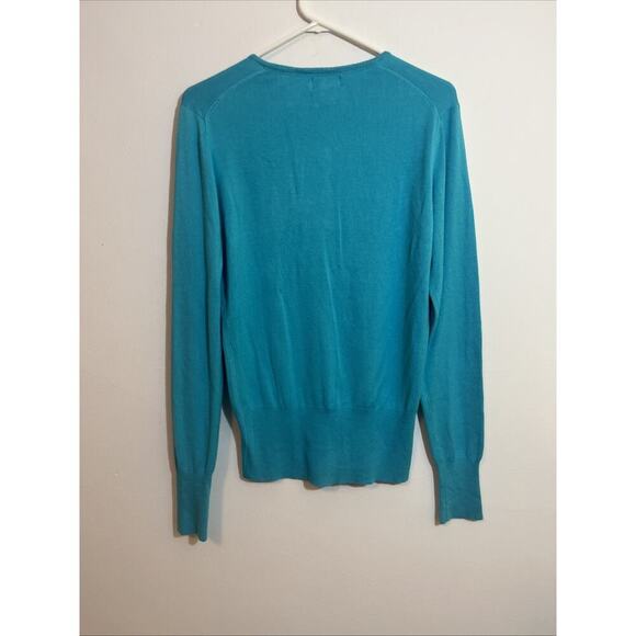 Long Tall Sally M Blue Sweater Cardigan Lightweight Cute Spring Piece Grandpa - Picture 6 of 7